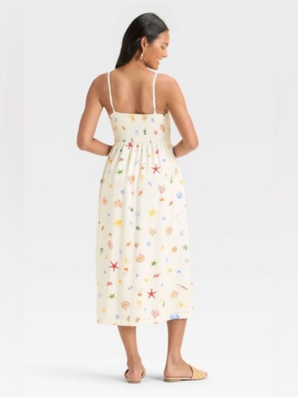 A New Day Midi Sundress with Colorful Seashell Print - Picture 2 of 5